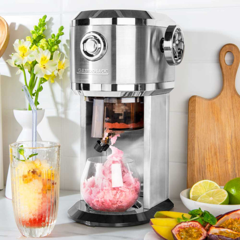 Машина за ледени десерти Gastroback Slushy & Ice Cream, 35W, 200 мл, Фино/грубо, 4 форми, Инокс