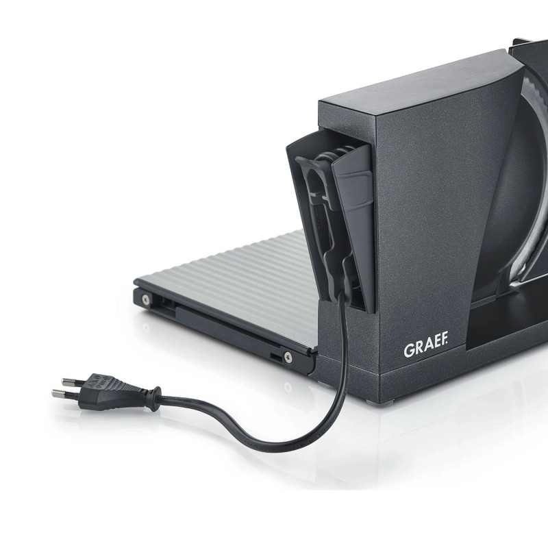 Уред за рязане - слайсер Graef MYtiny MT1006EU, 170W, 17 см, 0-15 мм, Детска защита, Сгъваем, Антрацит