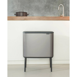 Кош за боклук Brabantia Bo Touch 651105, 36 л, Плавно и безшумно отваряне, Голям отвор, Сив
