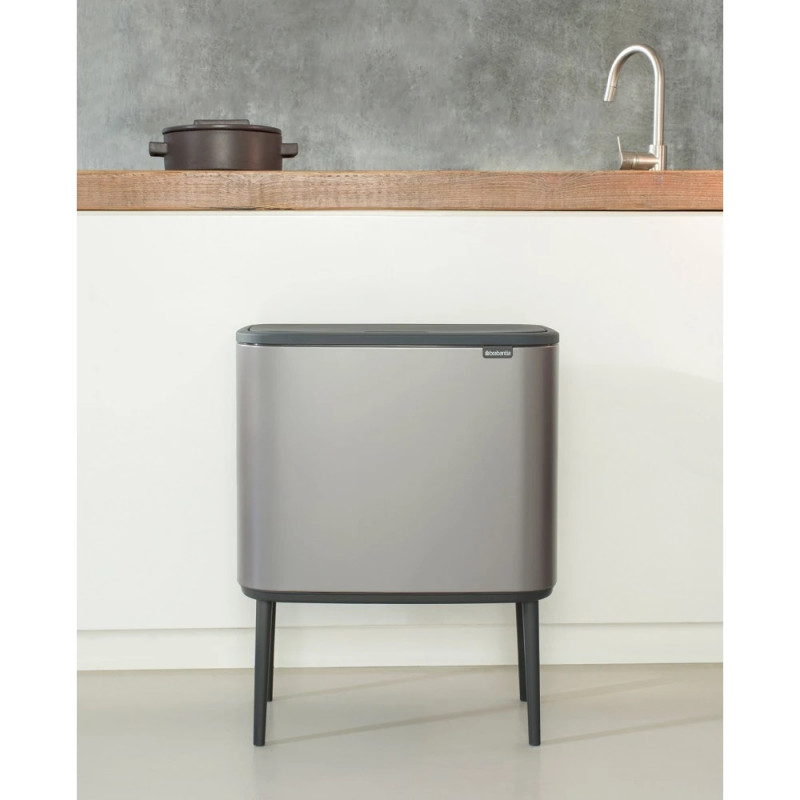 Кош за боклук Brabantia Bo Touch 651105, 36 л, Плавно и безшумно отваряне, Голям отвор, Сив