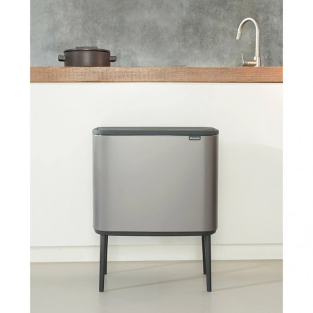 Кош за боклук Brabantia Bo Touch 651105, 36 л, Плавно и безшумно отваряне, Голям отвор, Сив