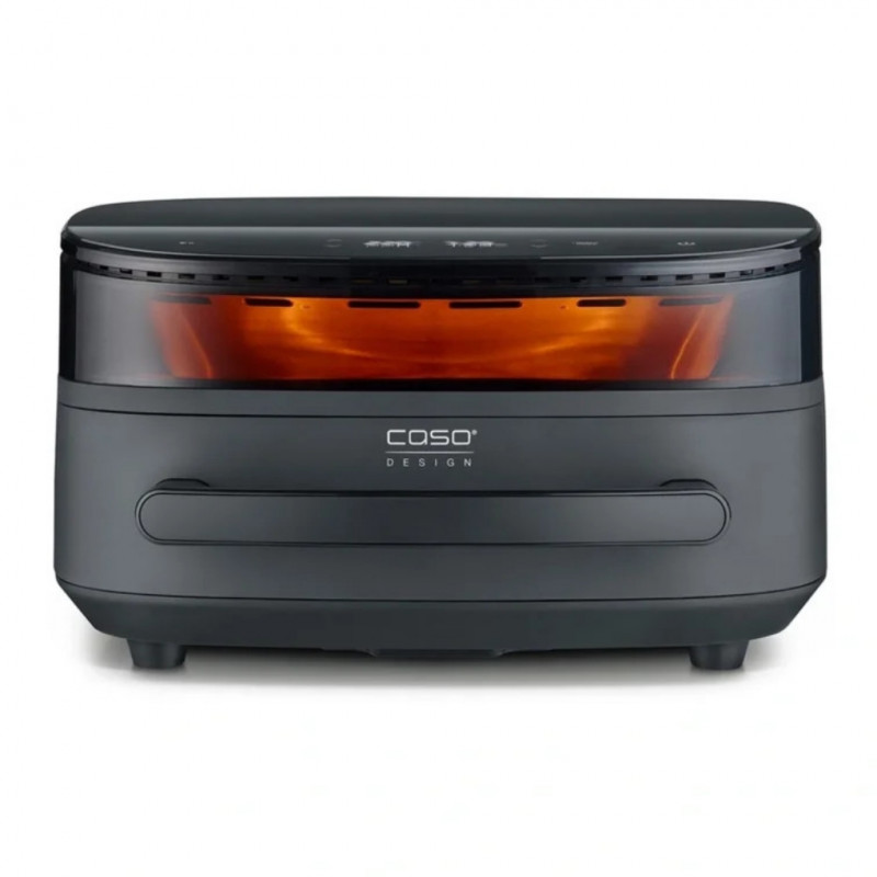 Фритюрник с горещ въздух и фурна за пица Caso AirFry & PizzaChef, 2850W, 6 л, 11 програми, 50-230°C, Таймер, Reminder, До 30 см, Черен