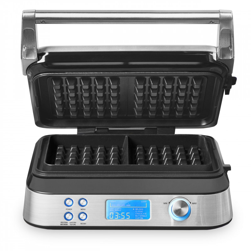 Гофретник Gastroback Advanced Control, 1600W, 220 мл, 7 степени на изпичане, Двойни нагреватели, Дълбоки плочи, Таймер, Защита от преливане, Сребрист