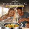 Плитка тенджера Swiss Haus SH-ZGLC24, 24 см, 2.9 л, Sapphire-керамично покритие, Стъклен капак, Фурна до 260C, Индукция, Сребрист