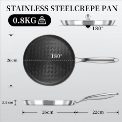 Тиган за палачинки Swiss Haus SH-ZGCP26, 26x2.4 см, Sapphire-керамично покритие, Без PTFE/PFAS/PFOA, Индукция, Сребрист