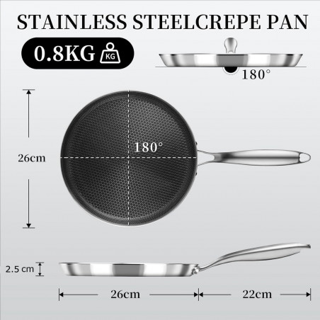 Тиган за палачинки Swiss Haus SH-ZGCP26, 26x2.4 см, Sapphire-керамично покритие, Без PTFE/PFAS/PFOA, Индукция, Сребрист