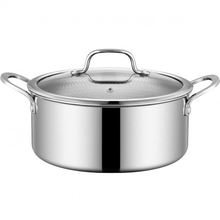 Тенджера с капак Swiss Haus SH-ZGC28, 28x11.5 см, 6.6 л, Sapphire-керамично покритие, Фурна до 260C, Индукция, Сребрист