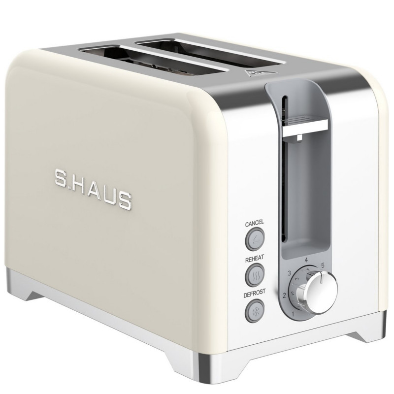 Тостер за хляб Swiss Haus SH-TO2020, 900W, 7 нива на изпичане, Размразяване, Претопляне, Отказ, Звуков сигнал, Кремав
