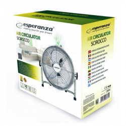 Подов вентилатор Esperanza EHF005, 50W, 3 скорости, 30 см, Наклон 90-270°, Тих, Цуркулационен, Хром/металик