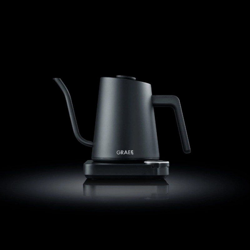 Електрическа кана за вода Graef Pour-over GK502, 1200W, 900 мл, 40-100°C, Keep Warm, Филтър, Чучур тип "Лебедова шия", Черен мат