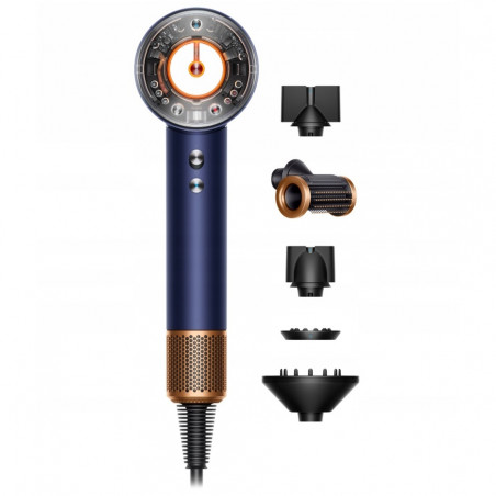 Сешоар Dyson Supersonic Nural HD16 Prussian Blue/Rich Copper Straight+Wavy 122612-01, 1600W, 3 скорости, 4 температури, Отрицателни йони, 5 приставки, Предпазващ скалпа, Пруско синьо/меден