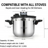 Тенджера под налягане Swiss Haus SH-PCA8L, 8 л, 24х18.6 см, 100 kPa, Неръждаема стомана, Без PFAS, Трислойно дъно, Индукция, Сребрист