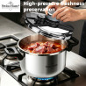 Тенджера под налягане Swiss Haus SH-PCA8L, 8 л, 24х18.6 см, 100 kPa, Неръждаема стомана, Без PFAS, Трислойно дъно, Индукция, Сребрист