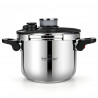 Тенджера под налягане Swiss Haus SH-PCA8L, 8 л, 24х18.6 см, 100 kPa, Неръждаема стомана, Без PFAS, Трислойно дъно, Индукция, Сребрист