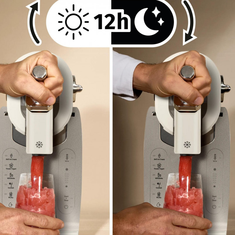 Машина за сладолед 16в1 Tefal Freezi IG803AE0, 200W, 1.4 л, 5 Автоматични програми, Тиха работа, Без предварително замразяване, Бял/сребрист