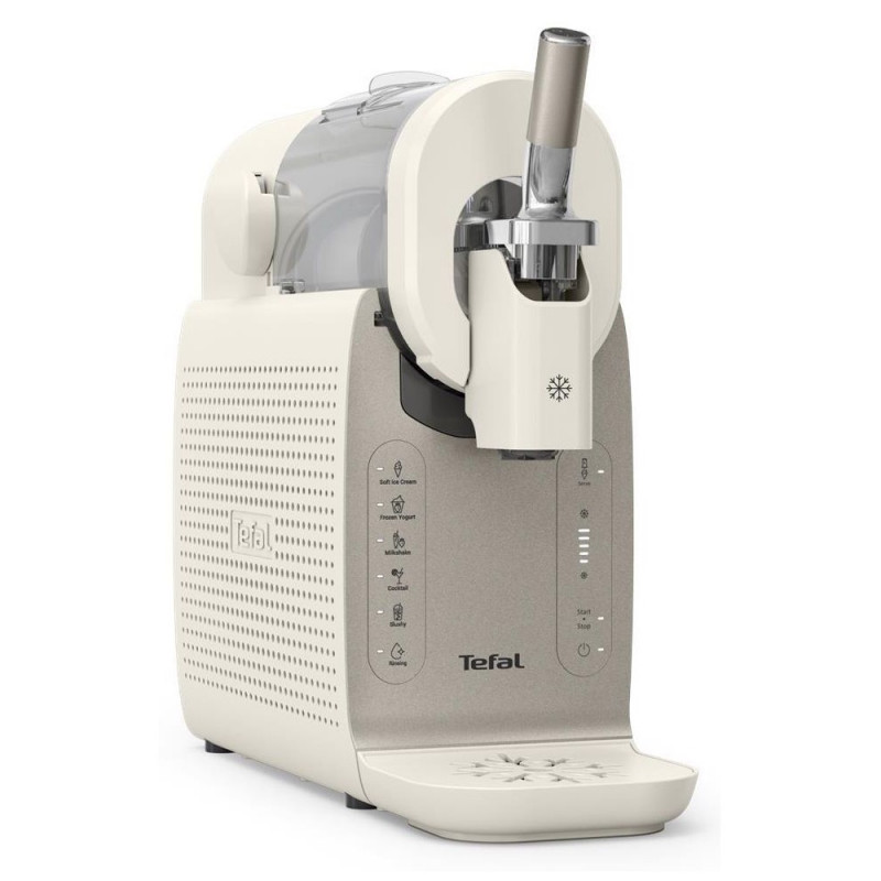 Машина за сладолед 16в1 Tefal Freezi IG803AE0, 200W, 1.4 л, 5 Автоматични програми, Тиха работа, Без предварително замразяване, Бял/сребрист
