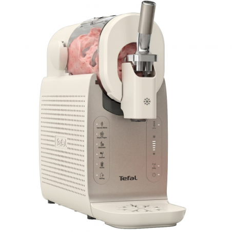 Машина за сладолед 16в1 Tefal Freezi IG803AE0, 200W, 1.4 л, 5 Автоматични програми, Тиха работа, Без предварително замразяване, Бял/сребрист
