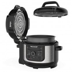 Мултикукър под налягане Ninja Foodi OP350FR, 1400W, 6 л, 9 програми, 40-200°C, TenderCrisp®, Керамично покритие, Поддържане на топлината, Цяло пиле, Черен/инокс