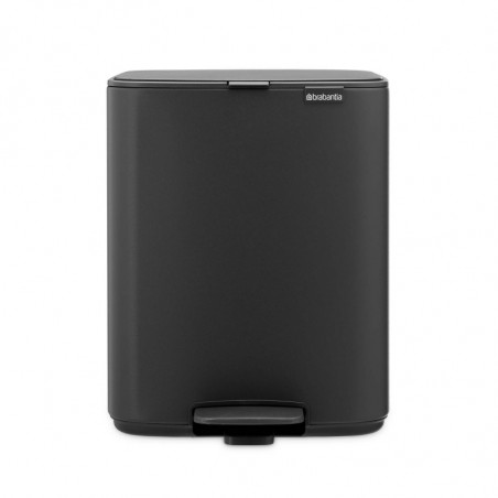 Кош за боклук Brabantia Bo Pedal 1010133, 12 л, Леко затваряне, Противоплъзгаща основа, Минерално покритие, Тъмносив