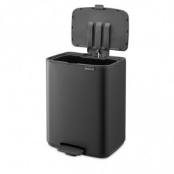 Кош за боклук Brabantia Bo Pedal 1010133, 12 л, Леко затваряне, Противоплъзгаща основа, Минерално покритие, Тъмносив