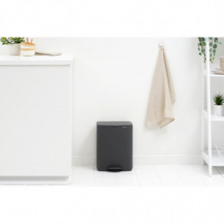 Кош за боклук Brabantia Bo Pedal 1010133, 12 л, Леко затваряне, Противоплъзгаща основа, Минерално покритие, Тъмносив