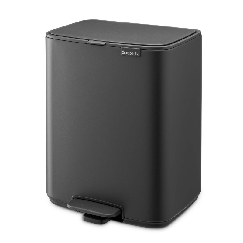 Кош за боклук Brabantia Bo Pedal 1010133, 12 л, Леко затваряне, Противоплъзгаща основа, Минерално покритие, Тъмносив
