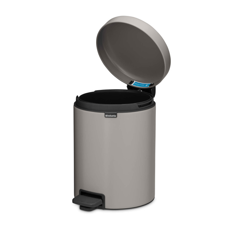 Кош за боклук с педал Brabantia NewIcon 1010434, 5 л, Леко затваряне, Противоплъзгаща основа, Светлосив