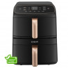 Фритюрник с горещ въздух Cosori Turbo Tower Compact CAF-DC861, 2630W, 2x4.3 л, 40-230°C, 5 програми, Керамично покритие, Синхронизация, Черен/розово злато