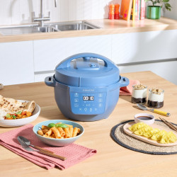 Мултикукър Instant Pot Classic Mini 140800701, 800W, 3.8 л, 7 програми, Favorite бутони, LCD дисплей, Неръждаема стомана, Син