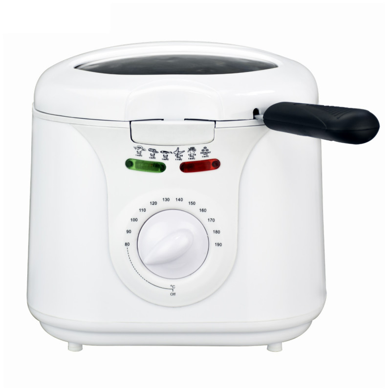 Фритюрник Elite EDFF-1290W, 1300W, 2 литра, 80-190C, Прозорец за наблюдение, Cool Touch, Бял
