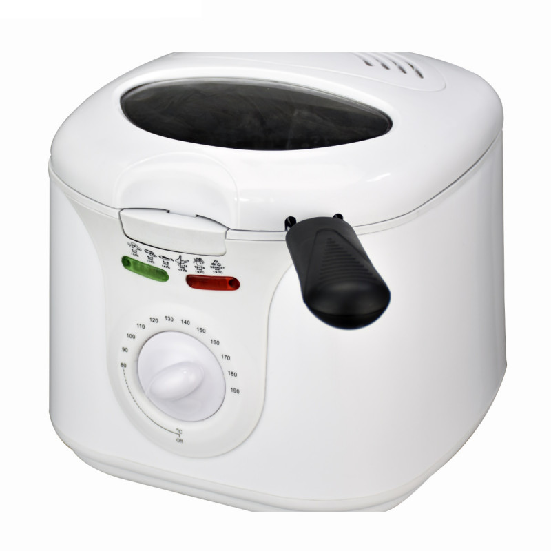 Фритюрник Elite EDFF-1290W, 1300W, 2 литра, 80-190C, Прозорец за наблюдение, Cool Touch, Бял