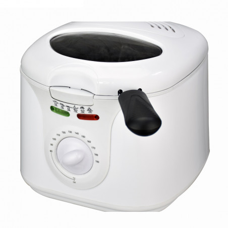 Фритюрник Elite EDFF-1290W, 1300W, 2 литра, 80-190C, Прозорец за наблюдение, Cool Touch, Бял