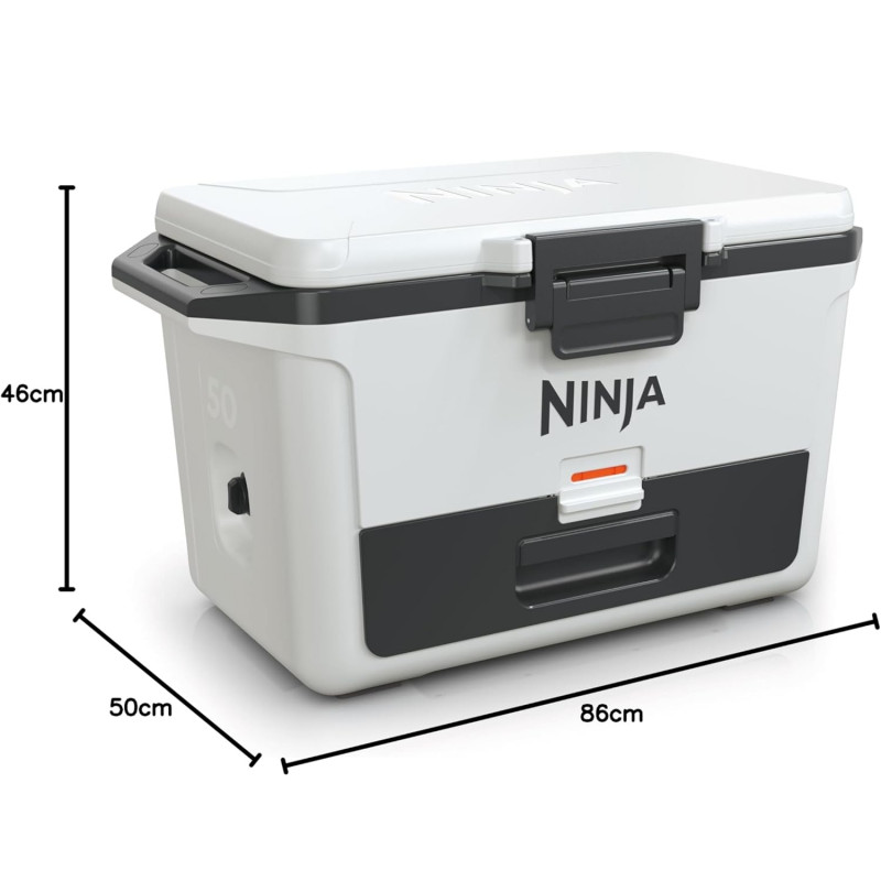 Хладилна кутия Ninja FrostVault FB151EUWH, 47 л, Пасивна, 80 кена, Поддържа лед до 6 дни, Сухо отделение, Бял