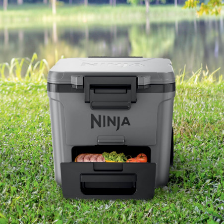 Хладилна кутия Ninja FrostVault FB230EUGY, 28 л, Пасивна, 48 кена, Поддържа лед до 5 дни, Сухо отделение, Колела, Сив