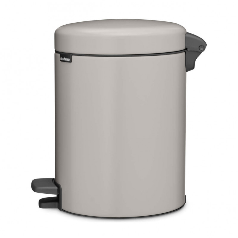 Кош за боклук с педал Brabantia NewIcon 1010434, 5 л, Леко затваряне, Противоплъзгаща основа, Светлосив