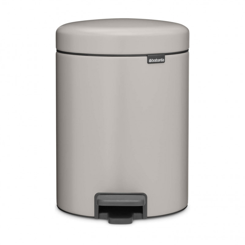 Кош за боклук с педал Brabantia NewIcon 1010434, 5 л, Леко затваряне, Противоплъзгаща основа, Светлосив