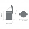 Кош за боклук с педал Brabantia NewIcon 1010434, 5 л, Леко затваряне, Противоплъзгаща основа, Светлосив