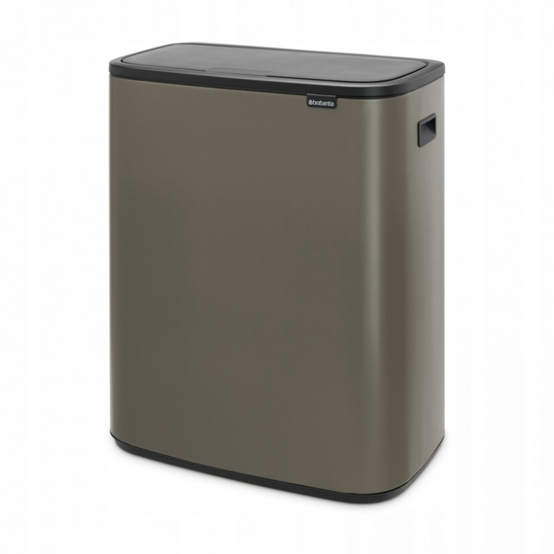 Кош за боклук Brabantia Bo Touch 1001271, 2x30 л, Плавно и безшумно отваряне, Голям отвор, Тъмносив