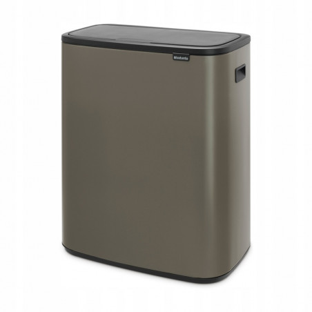 Кош за боклук Brabantia Bo Touch 1001271, 2x30 л, Плавно и безшумно отваряне, Голям отвор, Тъмносив