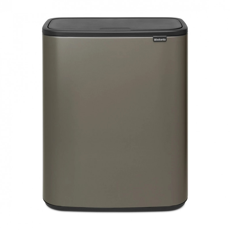 Кош за боклук Brabantia Bo Touch 1001271, 2x30 л, Плавно и безшумно отваряне, Голям отвор, Тъмносив