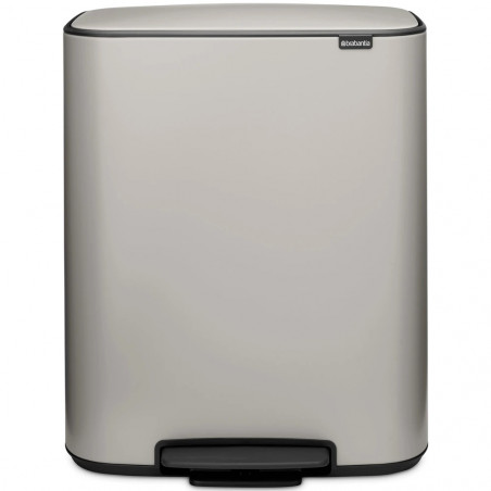 Кош за боклук Brabantia Bo Pedal 1010450, 2x30 л, Плавно затваряне, Противоплъзгаща основа, Светлосив