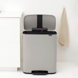 Кош за боклук Brabantia Bo Pedal 1010450, 2x30 л, Плавно затваряне, Противоплъзгаща основа, Светлосив