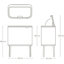 Кош за боклук Brabantia Bo Touch 1010451, 36 л, Плавно и безшумно отваряне, Голям отвор, Светлосив