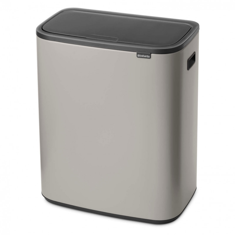 Кош за боклук Brabantia Bo Touch 1010455, 60 л, Плавно и безшумно отваряне, Голям отвор, Светлосив