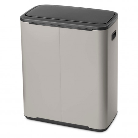 Кош за боклук Brabantia Bo Touch 1010455, 60 л, Плавно и безшумно отваряне, Голям отвор, Светлосив