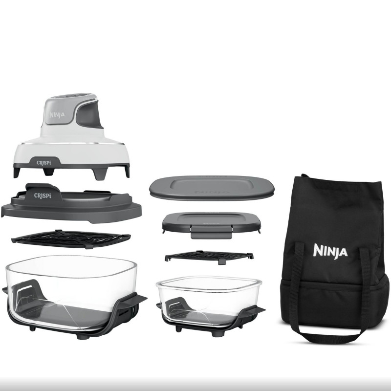Фритюрник с горещ въздух 4в1 Ninja CRISPi FN102EU, 1700W, 3.8 + 1.4 л, 70-185°C, TempWare, Керамични плочи, Без PFAS, Преносим дизайн, Бял