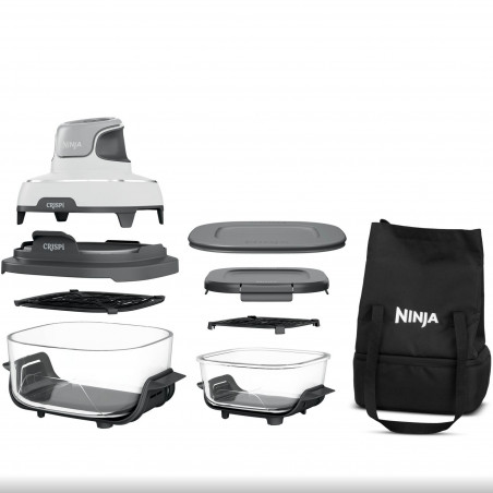 Фритюрник с горещ въздух 4в1 Ninja CRISPi FN102EU, 1700W, 3.8 + 1.4 л, 70-185°C, TempWare, Керамични плочи, Без PFAS, Преносим дизайн, Бял