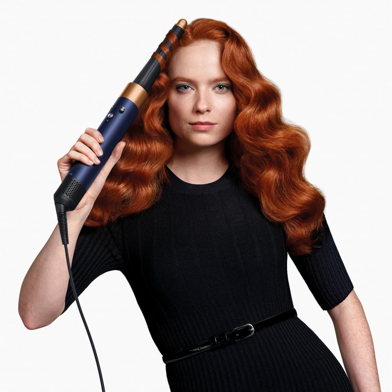 Маша за коса Dyson 107163-01 HS08 Airwrap i.d.™ T1/T2 PBu/RCo Straight + Wavy, 1300W, 13.5 l/s, Автоматично къдрене, Йонизиране, 3 скорости, 3 температури, Bluetooth, Пруско син/меден цвят