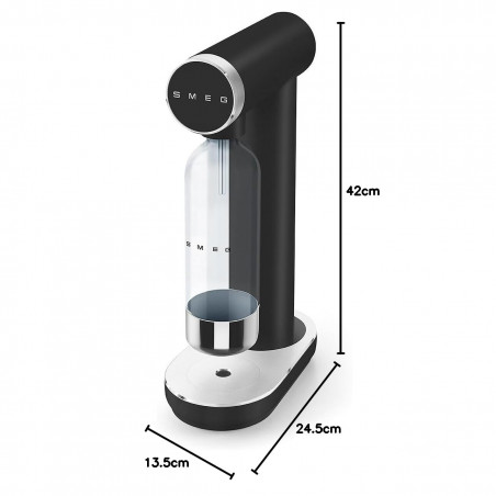 Машина за сода SMEG Collezione SKC01BLM, 800 мл, CO2, Предпазен клапан, Тавичка за отцеждане, Ръчна, Черен мат