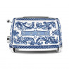 Тостер за хляб SMEG Dolce & Gabbana Blu Mediterraneo TSF01DGBEU, 950W, 2 филии, 6 нива, Тавичка за трохи, Вграден кабел, Неръждаема стомана, Син